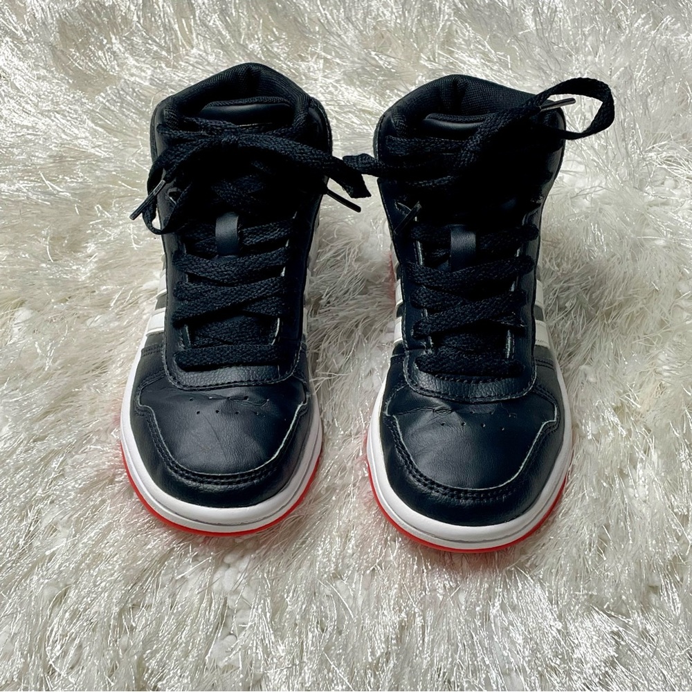 adidas - Hoops 2.0 Mid Shoes Black White - Youth 13